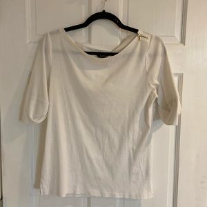 Ralph Lauren white top with zipper shoulder